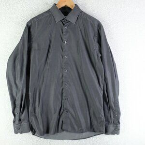 Eton Contemporary Dress Shirt Mens 43 17 Gray Button Up Cambridge Business
